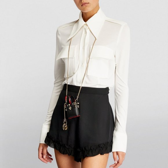 Christian Louboutin CABATA Leather Crossbody Chain AirPods Case Key Ring Bag - Picture 5 of 15